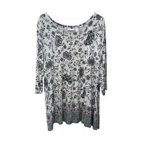Rachel‎ Ashwell Floral Tunic Top Womens Size 3X Botanical Cottage 3/4 Sleeve
